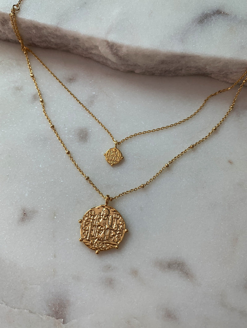 Gold Coin Necklace-multi Link Chain Necklace-reproduction Vintage French  Madagascar Coin Pendant-cubic Zirconia Bezel Coin-spring Lock Clasp - Etsy
